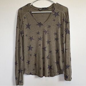 RAILS SAMI Sage with Black Stars Long Sleeve Top Small
